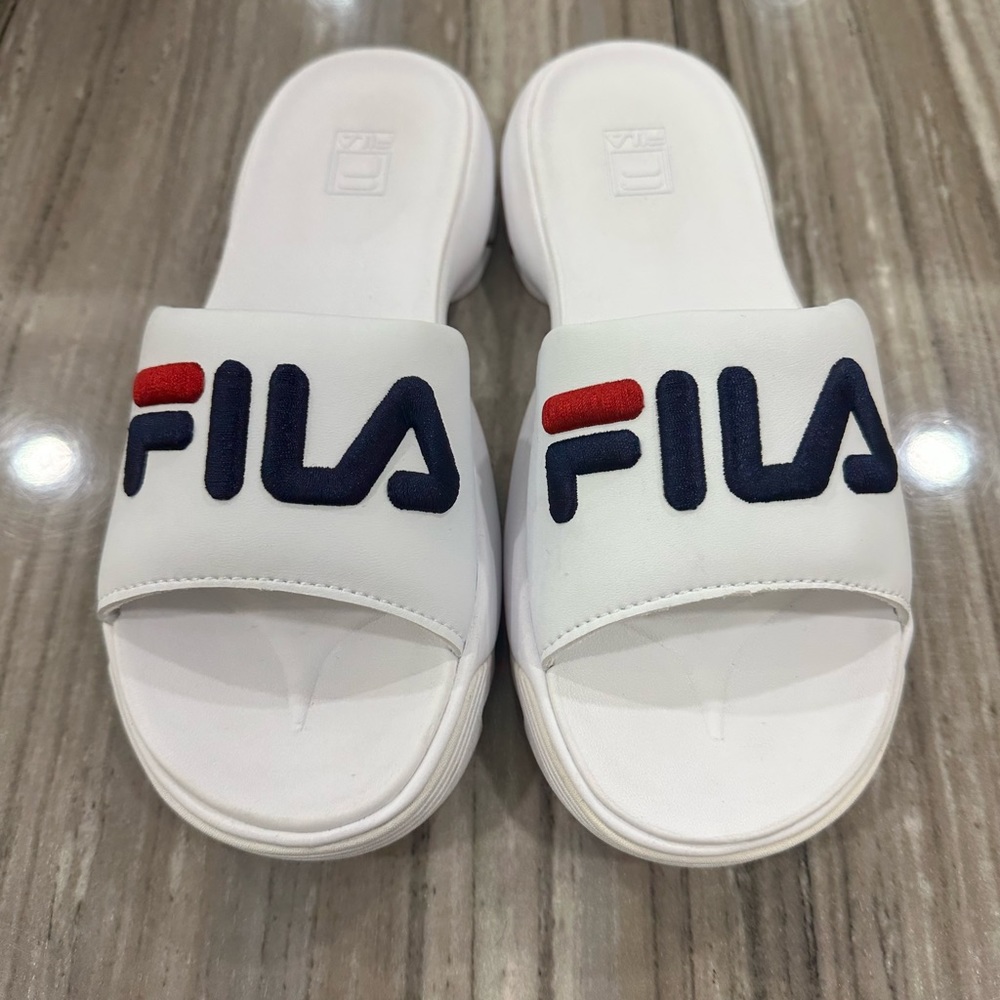 FILA white slip-on sandals